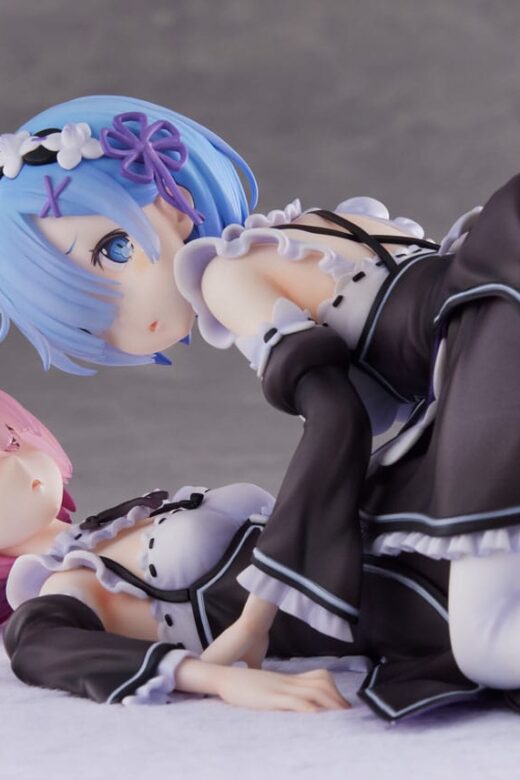 Estatua Re Zero Ram y Rem 9 cm