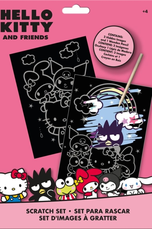 Descubre el apasionante mundo de Set de Papelería Scratch Art Hello Kitty y Amigos.
