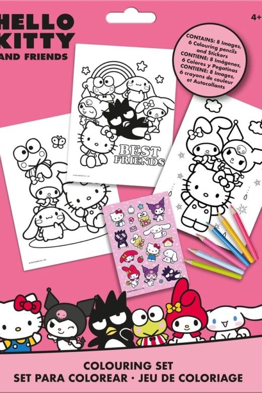 Descubre el apasionante mundo de Set para Colorear Pegatinas de Hello Kitty y Amigos.